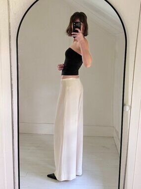 Christie De La Rue Paris Vintage 90s Wide Leg Slip Pants Size 3 Ivory